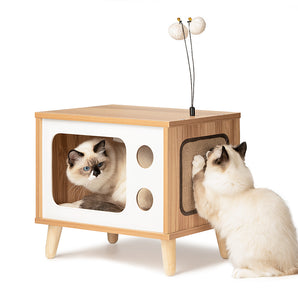 Wooden TV Cat Condo